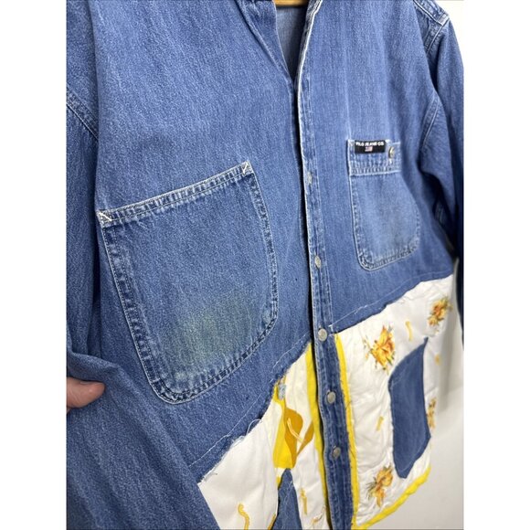 Vintage Polo Jeans Men L Modified Cottagecore Denim Shirt Jacket Shacket Hippie - Picture 4 of 9